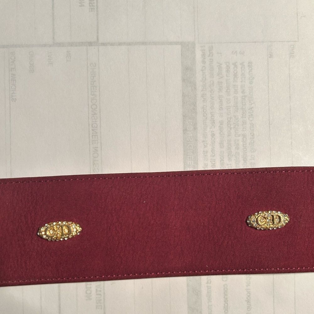 Vintage Christian Dior Burgundy Leather/Suede Belt(Size 70) - Picture 4 of 11